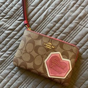 Coach wristlet purse BRAND NEW with pink heart glitter GOOD TIMES